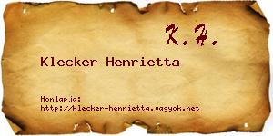Klecker Henrietta névjegykártya